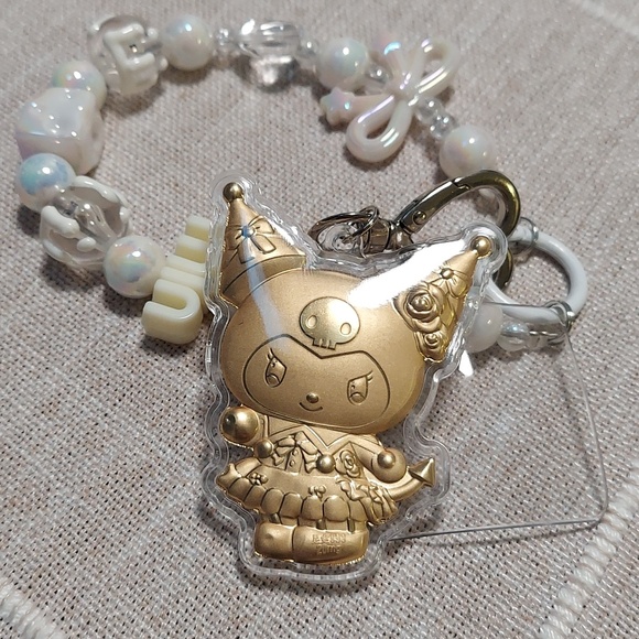 keychain Other - Keychain Animation Kitty Toy Resin Goldtone & Pearl Chain
